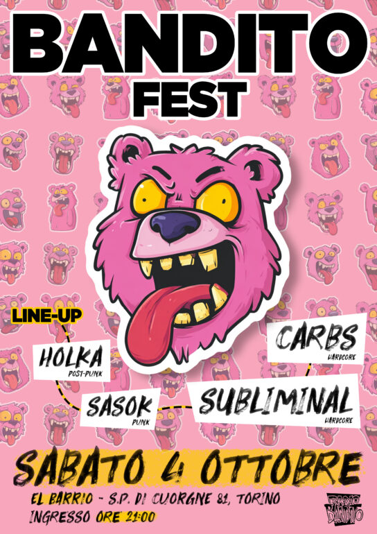 Bandito Fest 4 Ottobre El Barrio - Carbs, Subliminal, Holka, Sasok