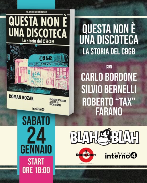 Presentazione del libro Questa non è una discoteca al Blah Blah il 24 gennaio 2026