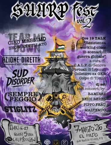 Sharp Fest Vol 2 Evento Talk Portuali Genova al El Paso Torino 7 marzo 2026