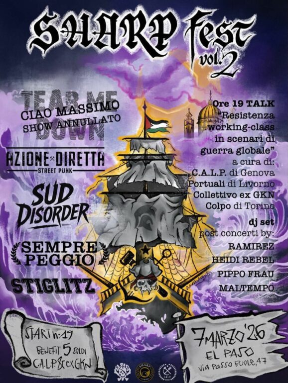 Sharp Fest Vol 2 Evento Talk Portuali Genova al El Paso Torino 7 marzo 2026